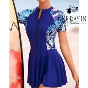 Odizli Rashguard Swimdress One Piece Swimsuit Size M